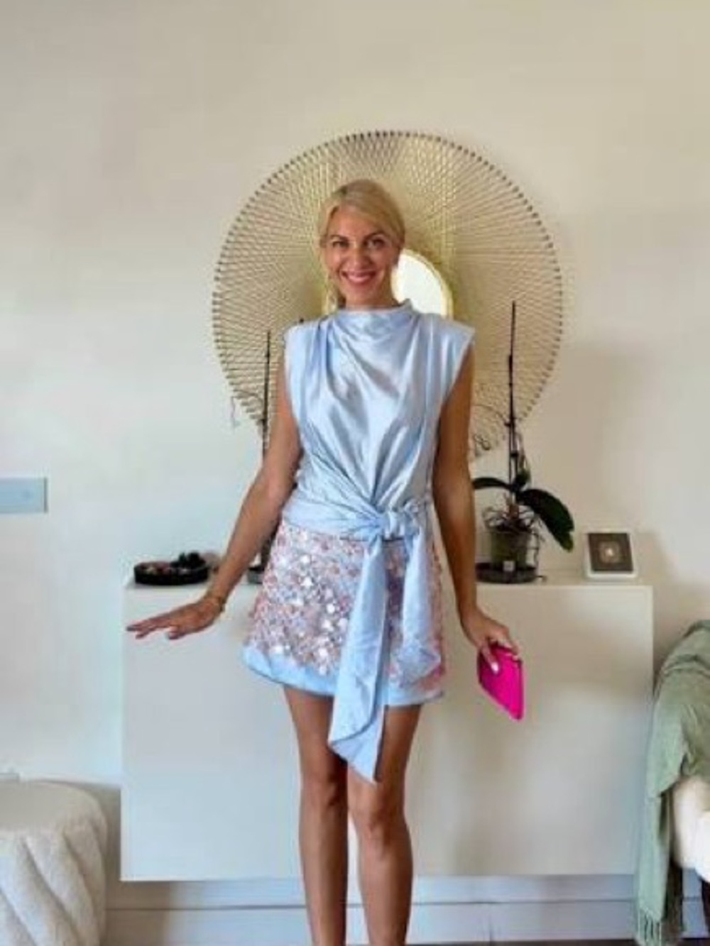 Zara Light Blue Tie-Front Sleeveless